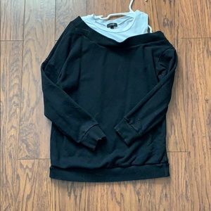 Black long sleeve with white shirt underneath
